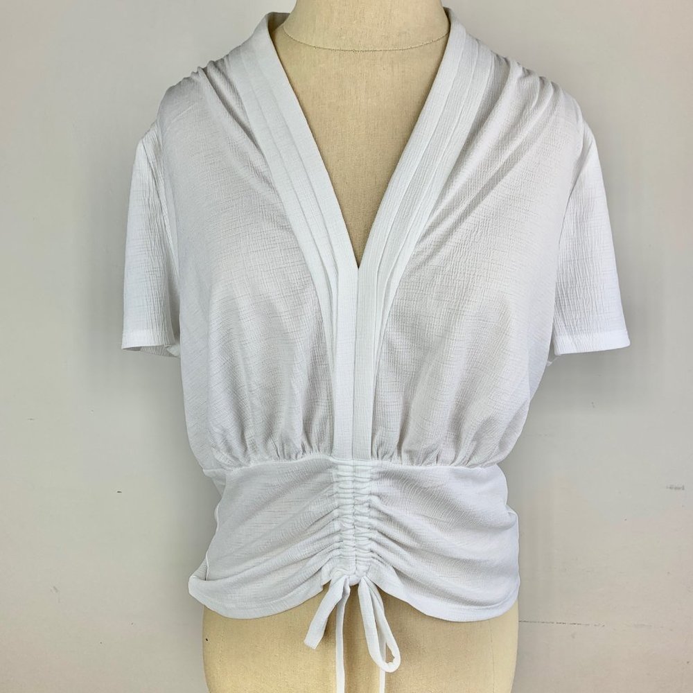 INC International Concepts White Ruched Top